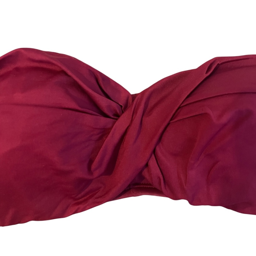 Burgundy Bandeau Bikini Top with Removable Strap | Small - Picture 3 of 8